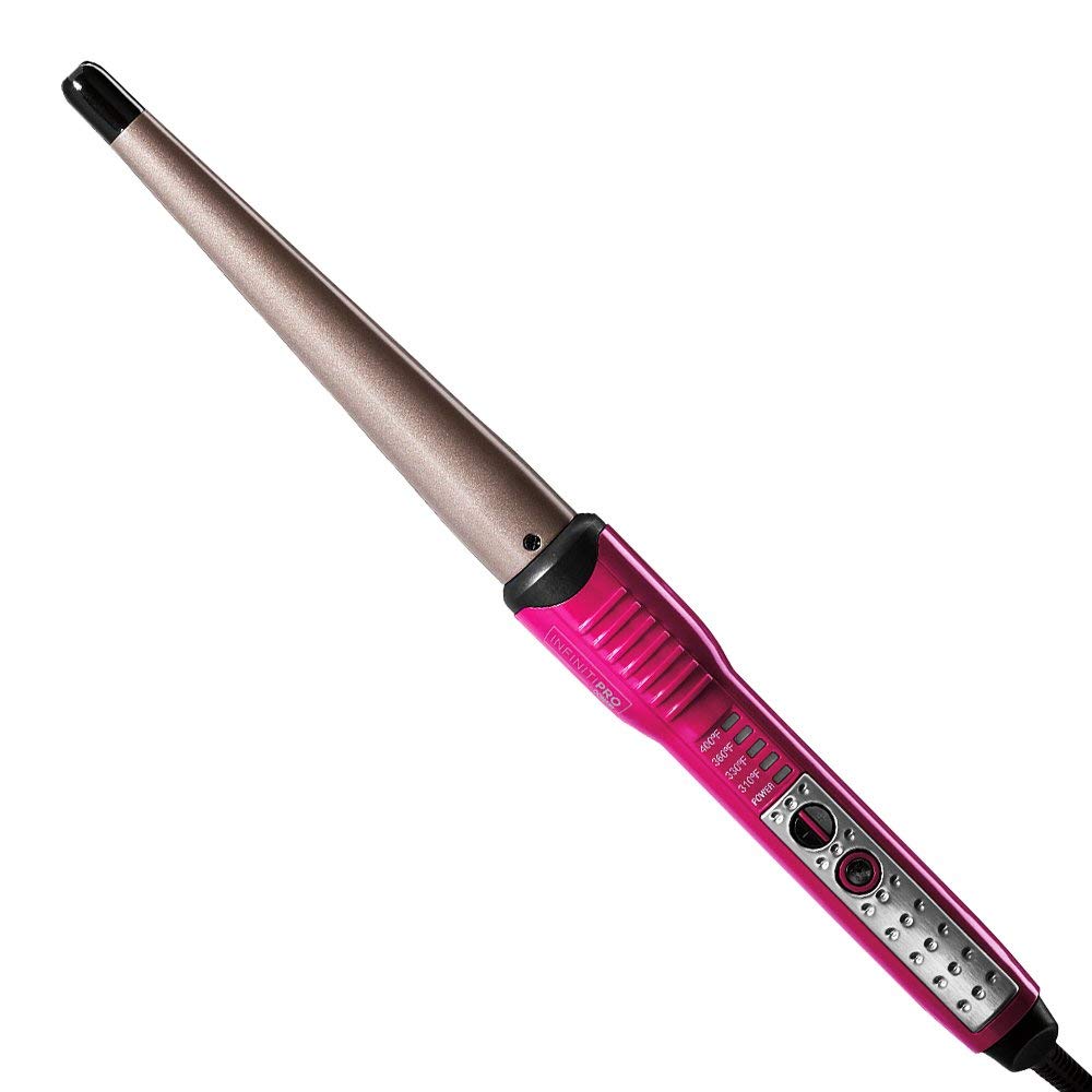 INFINITIPRO BY CONAIR Tourmaline Ceramic Curling Wand 1-inch to 1.2-inch Pink